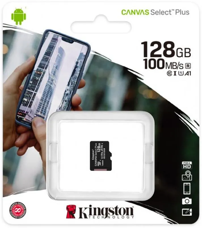 Карта пам'яті Kingston 128GB microSDXC Class 10 Canvas Select Plus 100R A1 (SDCS2/128GBSP) - мініатюра 3