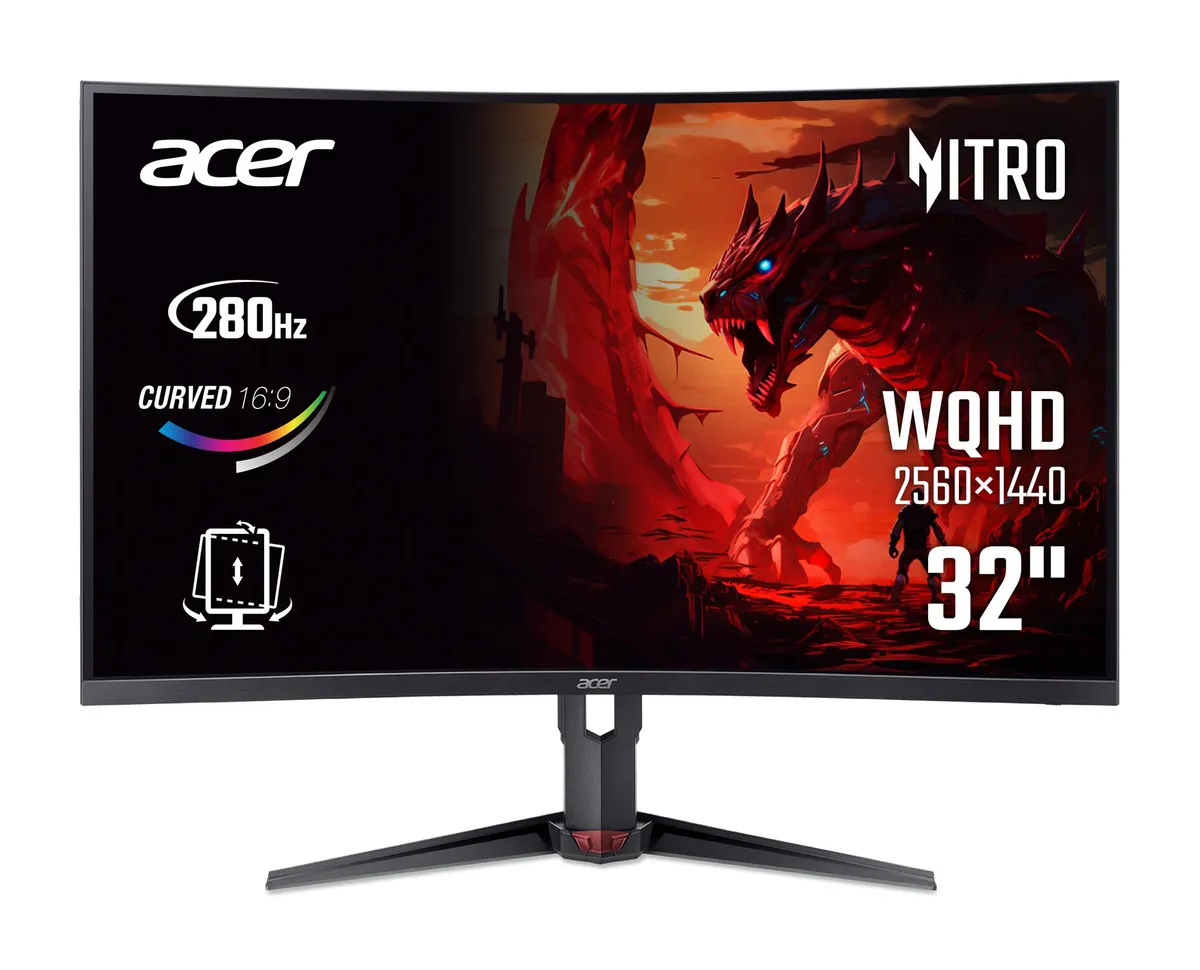 Монітор Acer 31.5" XZ323QUZ1bmiiprx (UM.HX3EE.105) VA Black 280Hz - зображення 1