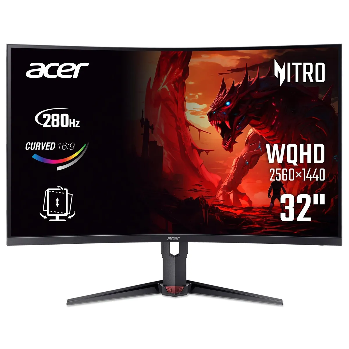 Монітор Acer 31.5" XZ323QUZ1bmiiprx (UM.HX3EE.105) VA Black 280Hz - мініатюра 9
