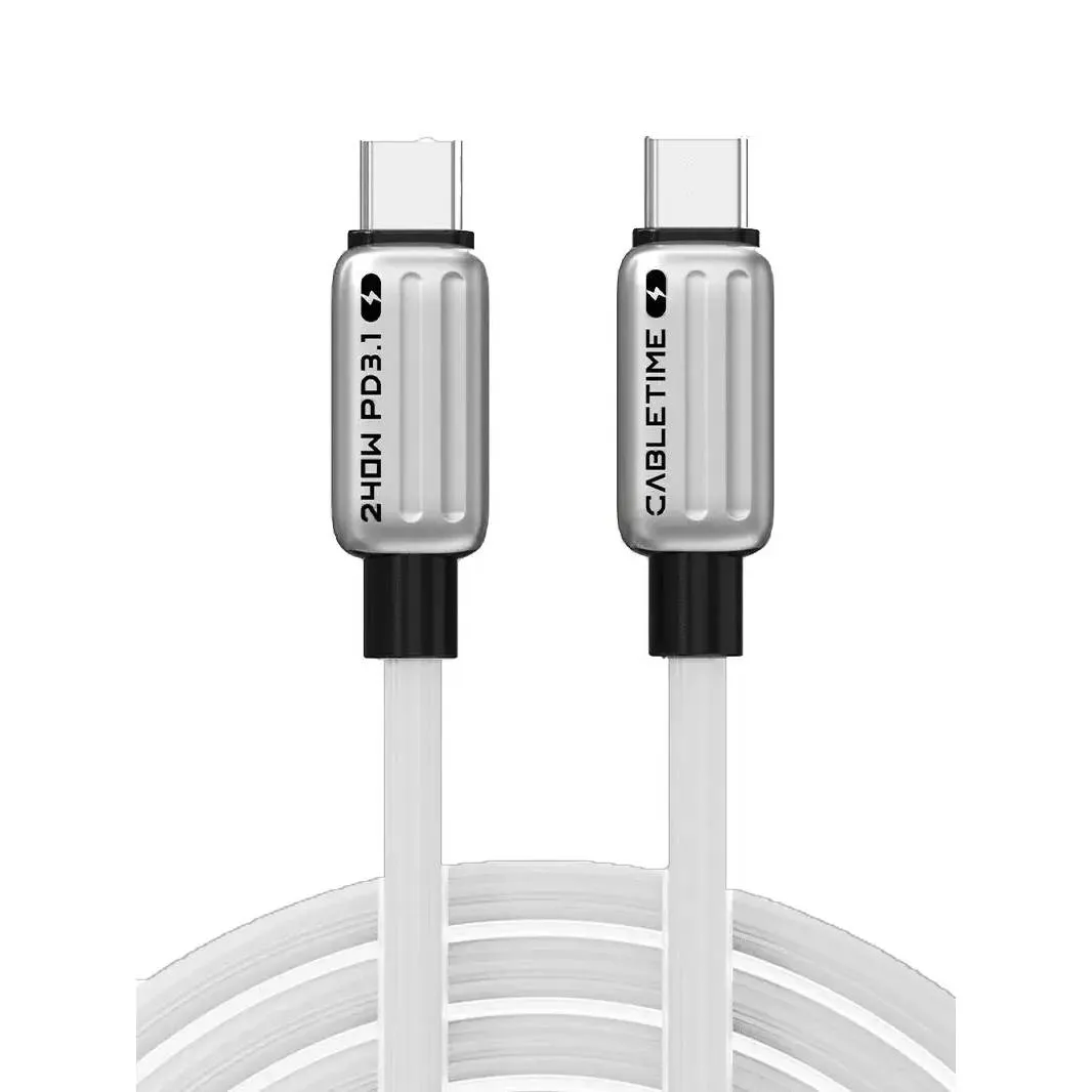 Кабель Cabletime USB Type-C - USB Type-C (M/M) PD 240W, 1 м, White (CU07H) - зображення 1