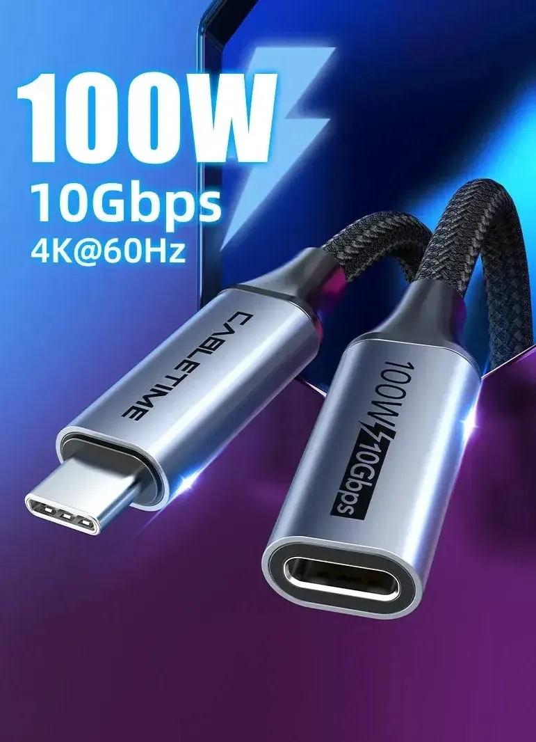 Кабель Cabletime USB Type-C - USB Type-C (M/F) PD 100W, 0.5 м, White (CU21E) - мініатюра 2