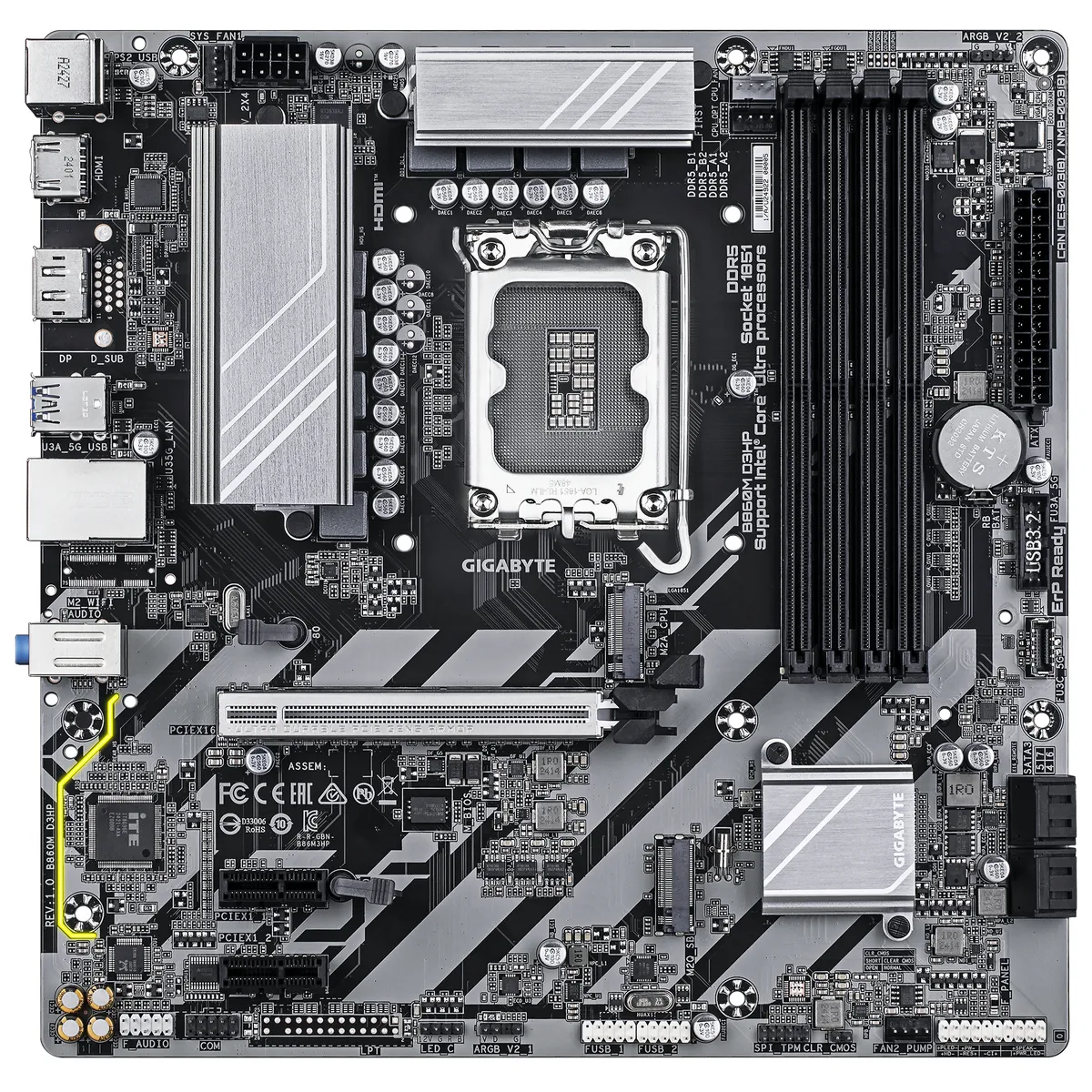 Материнська плата Gigabyte B860M D3HP Socket 1851 - мініатюра 4