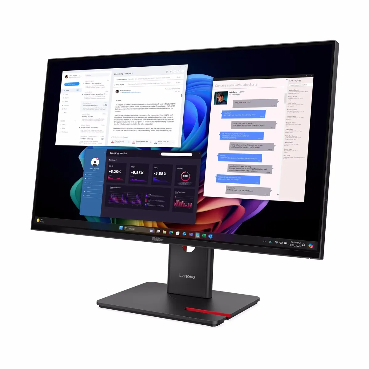 Монітор Lenovo 27" ThinkVision T27ud-40 (64AFGAT2UA) IPS Black - мініатюра 6