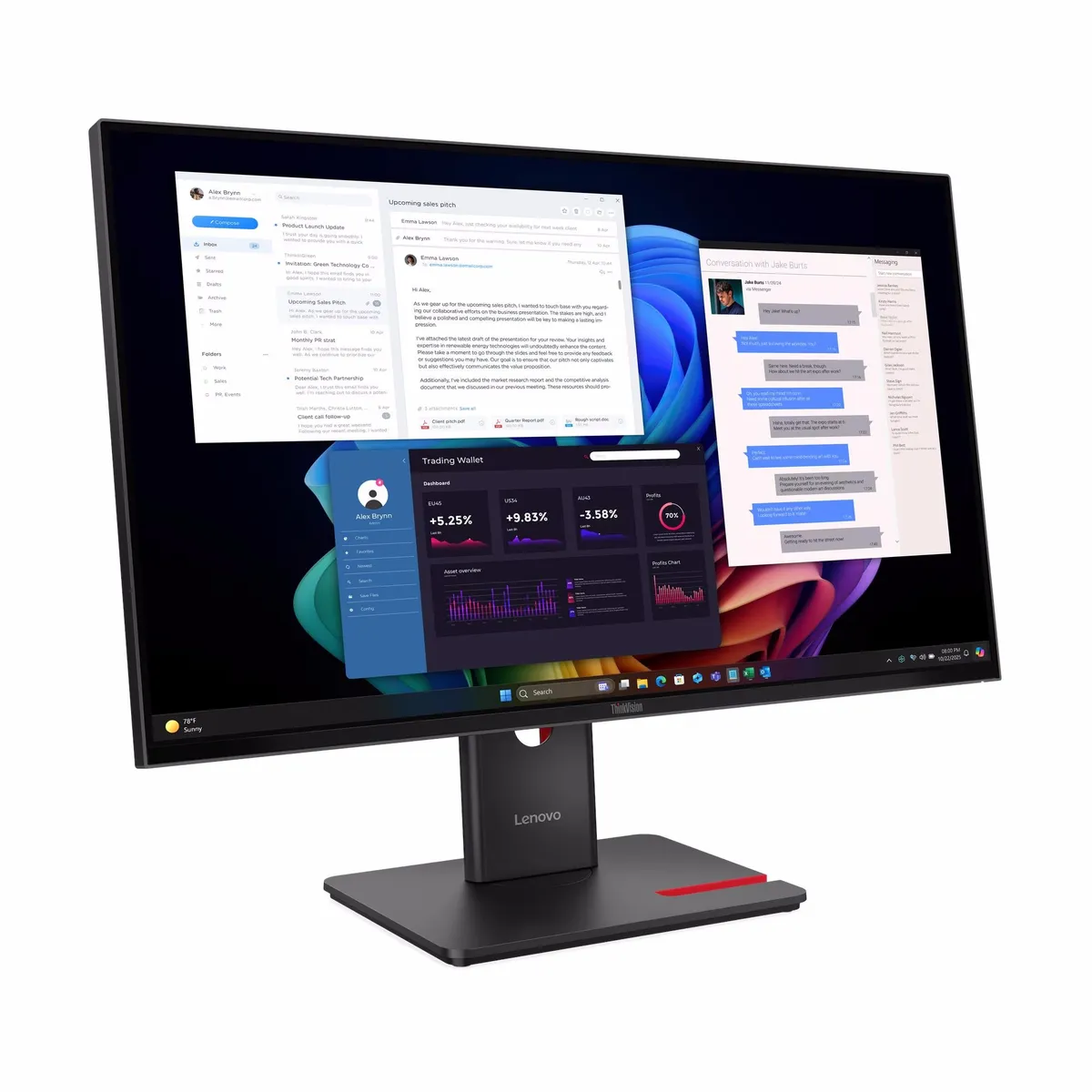Монітор Lenovo 27" ThinkVision T27ud-40 (64AFGAT2UA) IPS Black - мініатюра 7