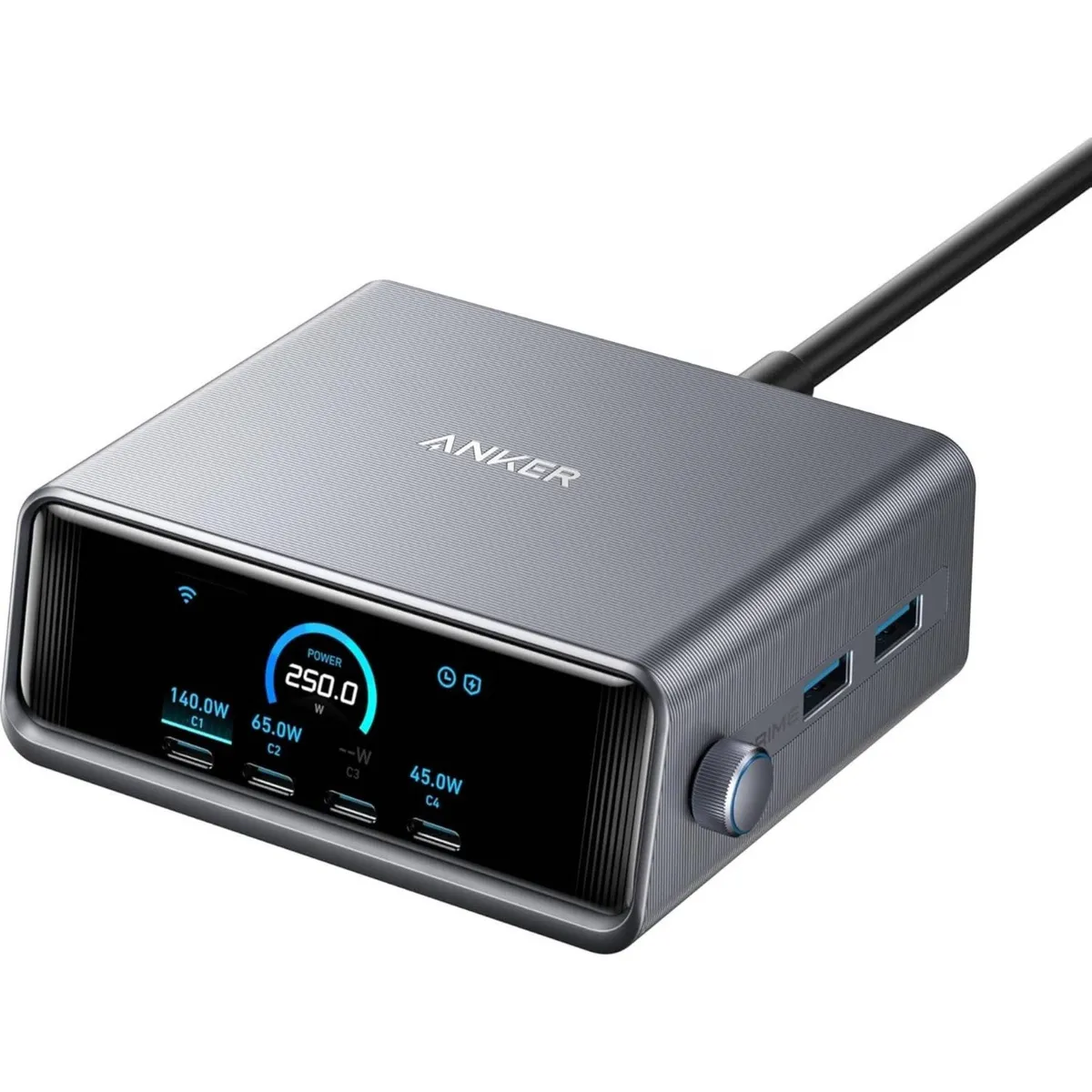 Мережевий зарядний пристрій Anker GaNPrime 250W 4xUSB-C PD, 2xUSB-A Black (A2345341) - зображення 1