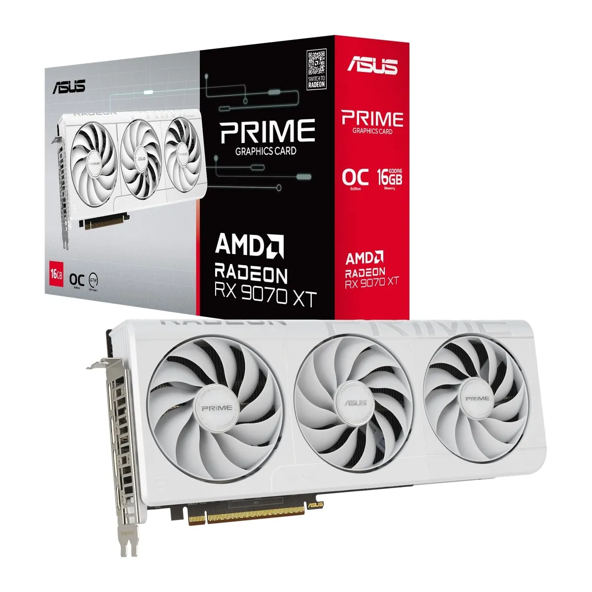 Відеокарта AMD Radeon RX 9070 XT 16GB GDDR6 Prime White OC Asus (PRIME-RX9070XT-O16G-WHITE) - зображення 1