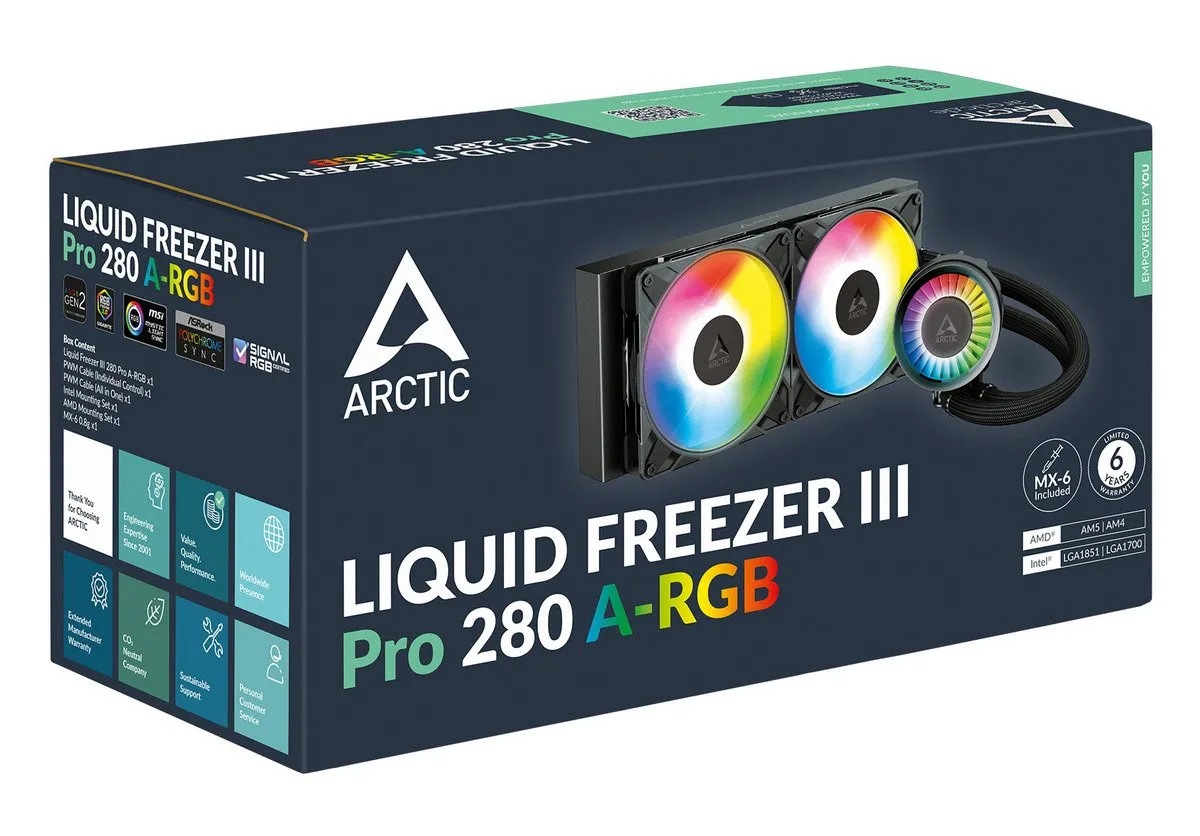 Система водяного охолодження Arctic Liquid Freezer III Pro 280 A-RGB Black (ACFRE00183A) - мініатюра 6