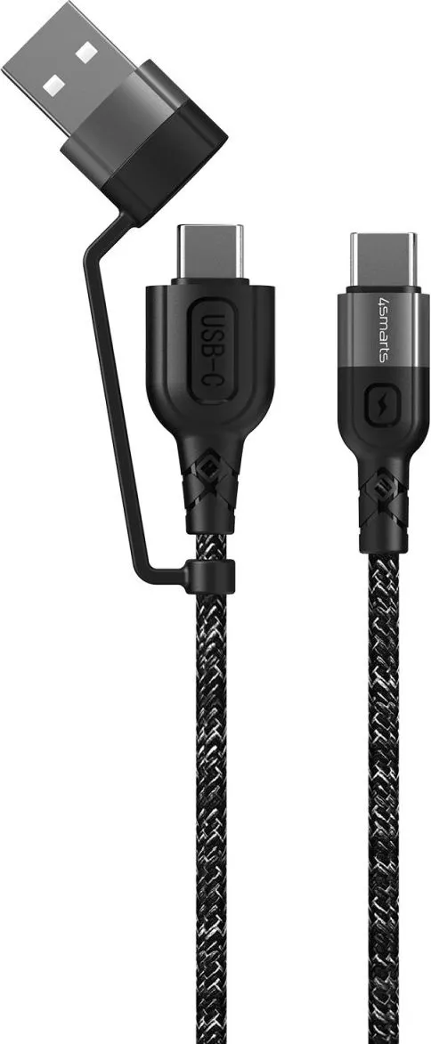 Кабель 4smarts 310 USB + USB Type-C - USB Type-C (M/M), 1.5 м, Black (4250774954856) - мініатюра 4
