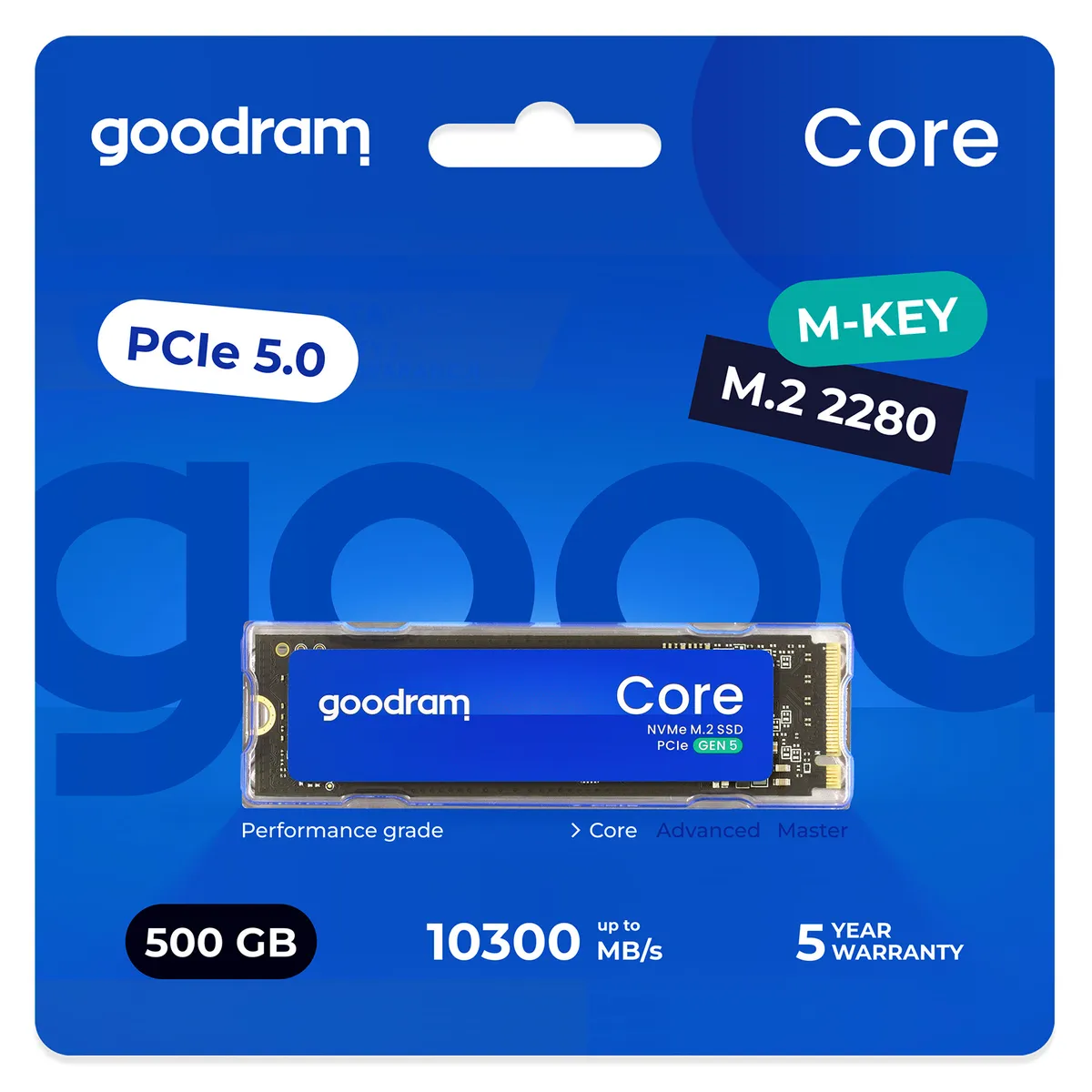 Накопичувач SSD  500GB Goodram Core M.2 2280 PCIe 5.0 x4 NVMe 3D NAND (SSDR-GRC01-500-80) - зображення 1