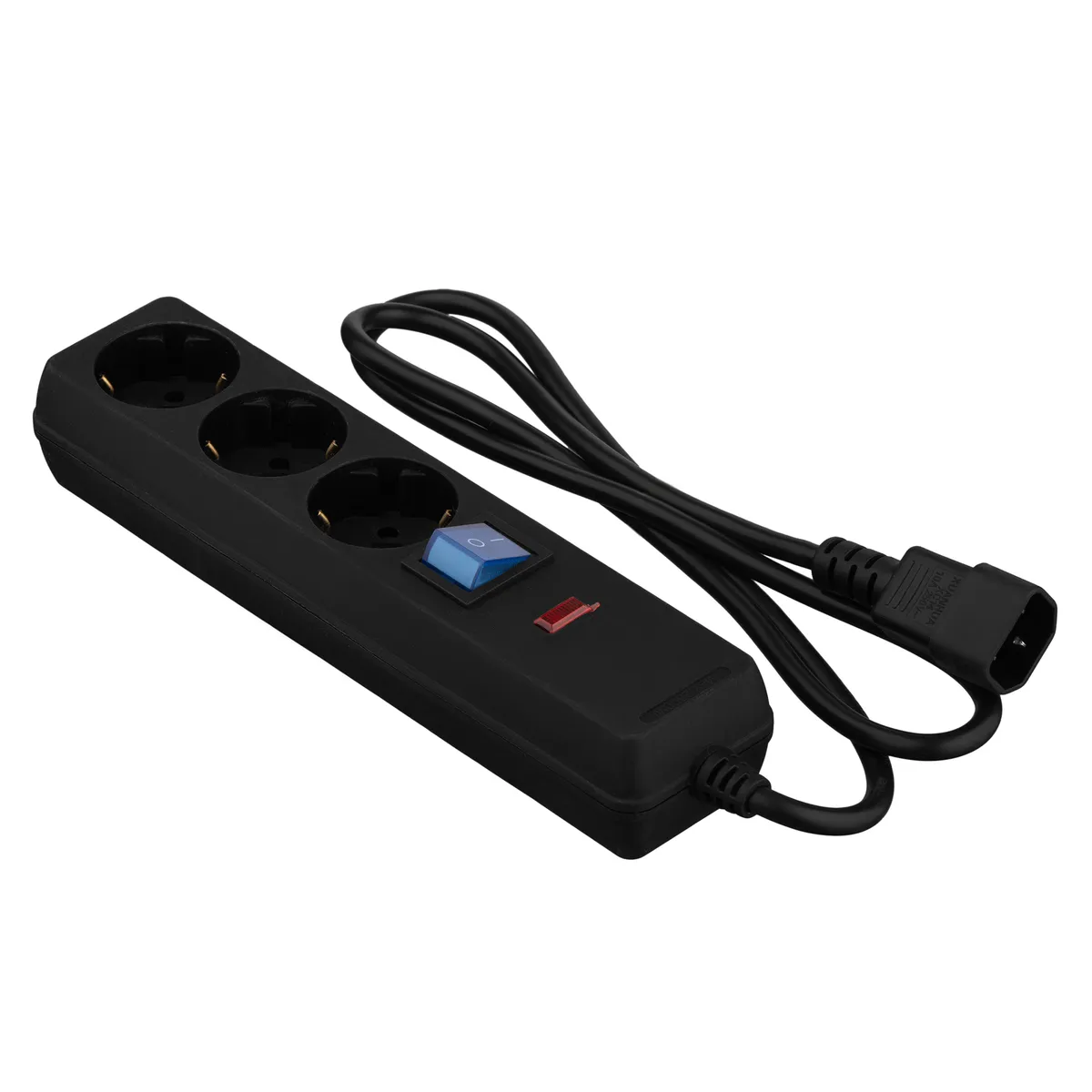 Фільтр живлення 2E 3 розетки, 1 м, черный (2E-U03C14M1BK) - зображення 1