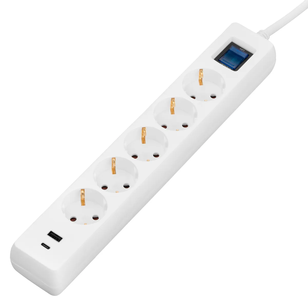Мережевий фільтр 2E 5хSchuko, 1 х USB, 1 x USB-C, 3 м (2E-SP515M3USBWH) - мініатюра 2