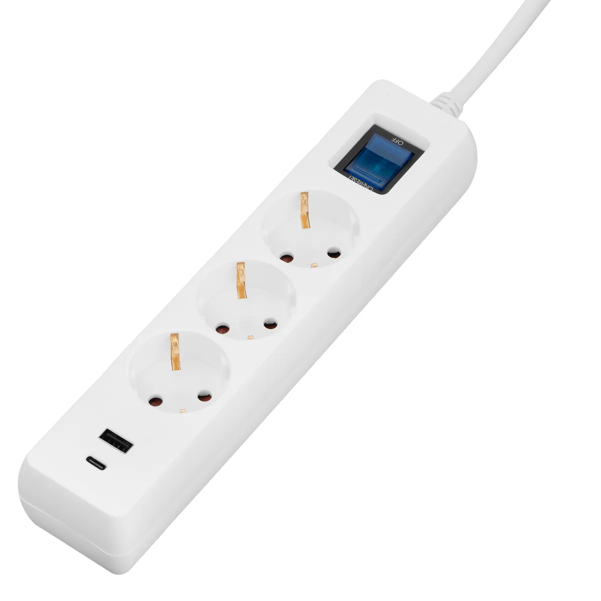 Мережевий фільтр 2E 3хSchuko, 1 х USB, 1 x USB-C, 3 м (2E-SP315M3USBWH) - мініатюра 4