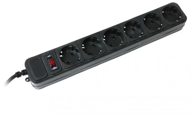 Мережевий фільтр Gembird SPG6-G-6B ,чорний, 1,8 м кабель, 6 розеток - зображення 1