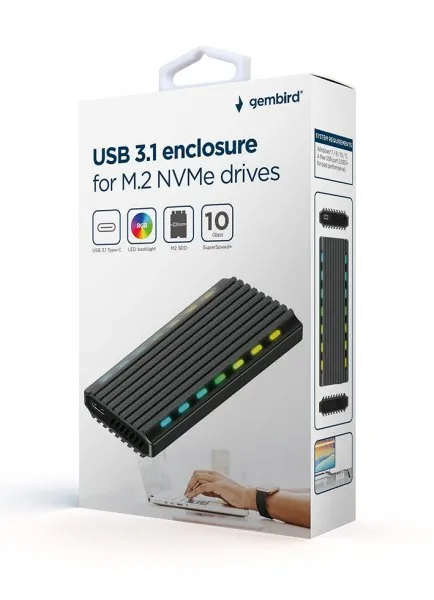 Зовнішня кишеня Gembird SSD M.2, USB 3.0, Black (EE2280-U3C-03) - мініатюра 3