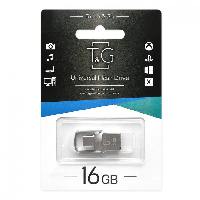 Флеш-накопичувач USB 2.0 16GB Type-C T&G 104 Metal Series Silver (TG104TC-16G) - мініатюра 3