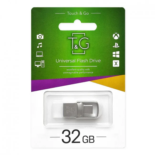 Флеш-накопичувач USB 2.0 32GB Type-C T&G 104 Metal Series Silver (TG104TC-32G) - мініатюра 2