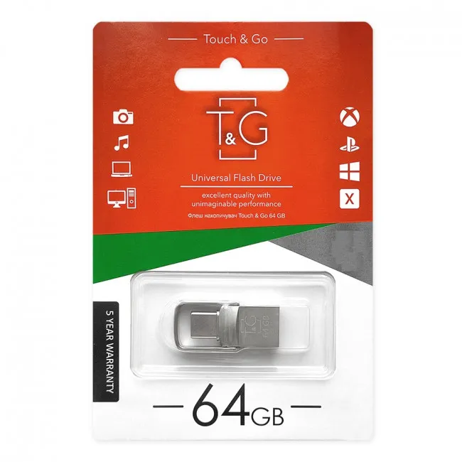 Флеш-накопичувач USB 2.0 64GB Type-C T&G 104 Metal Series Silver (TG104TC-64G) - мініатюра 2