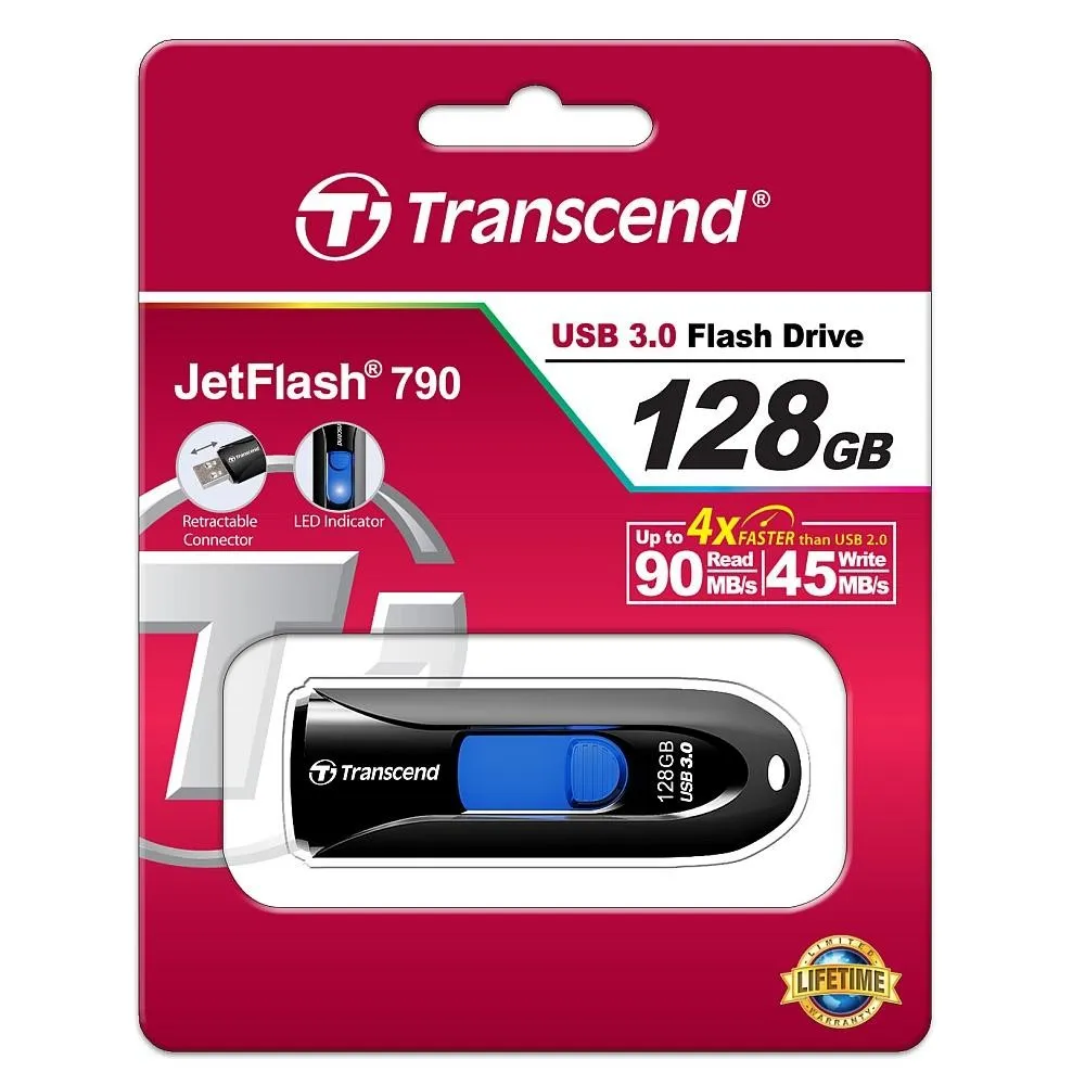 Флеш-накопичувач USB3.0 128GB Transcend JetFlash 790 (TS128GJF790K) - зображення 1