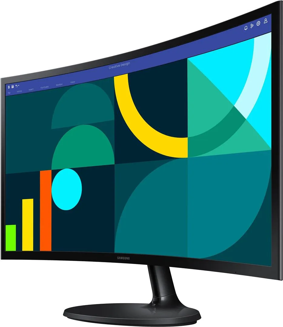 Монiтор Samsung 24" Essential S3 LS24D360 (LS24D360GAIXUA) VA Black Curved 100Hz - мініатюра 2