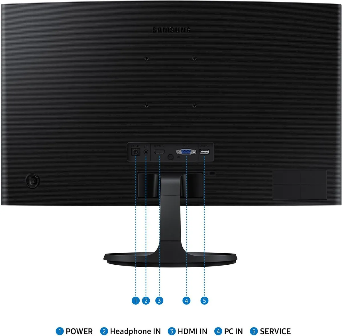 Монiтор Samsung 24" Essential S3 LS24D360 (LS24D360GAIXUA) VA Black Curved 100Hz - мініатюра 5