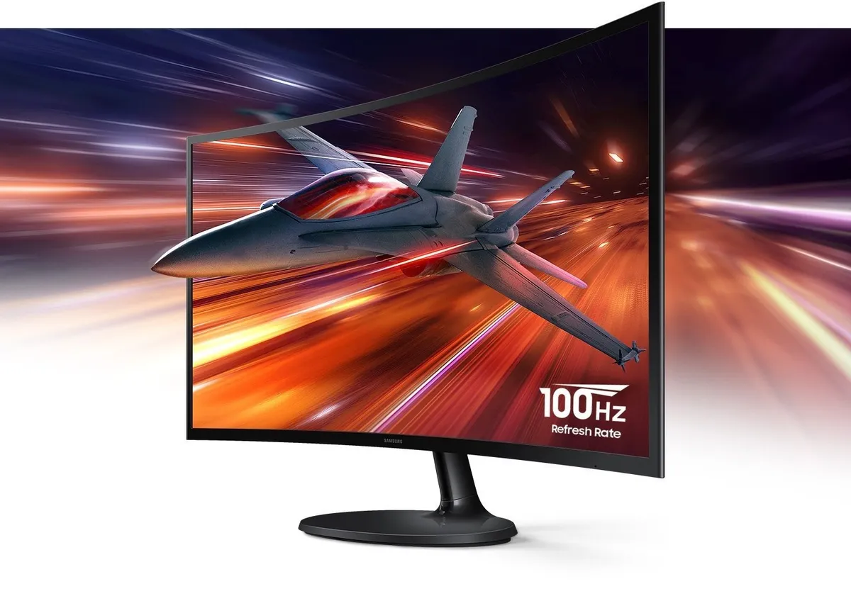 Монiтор Samsung 24" Essential S3 LS24D360 (LS24D360GAIXUA) VA Black Curved 100Hz - мініатюра 8
