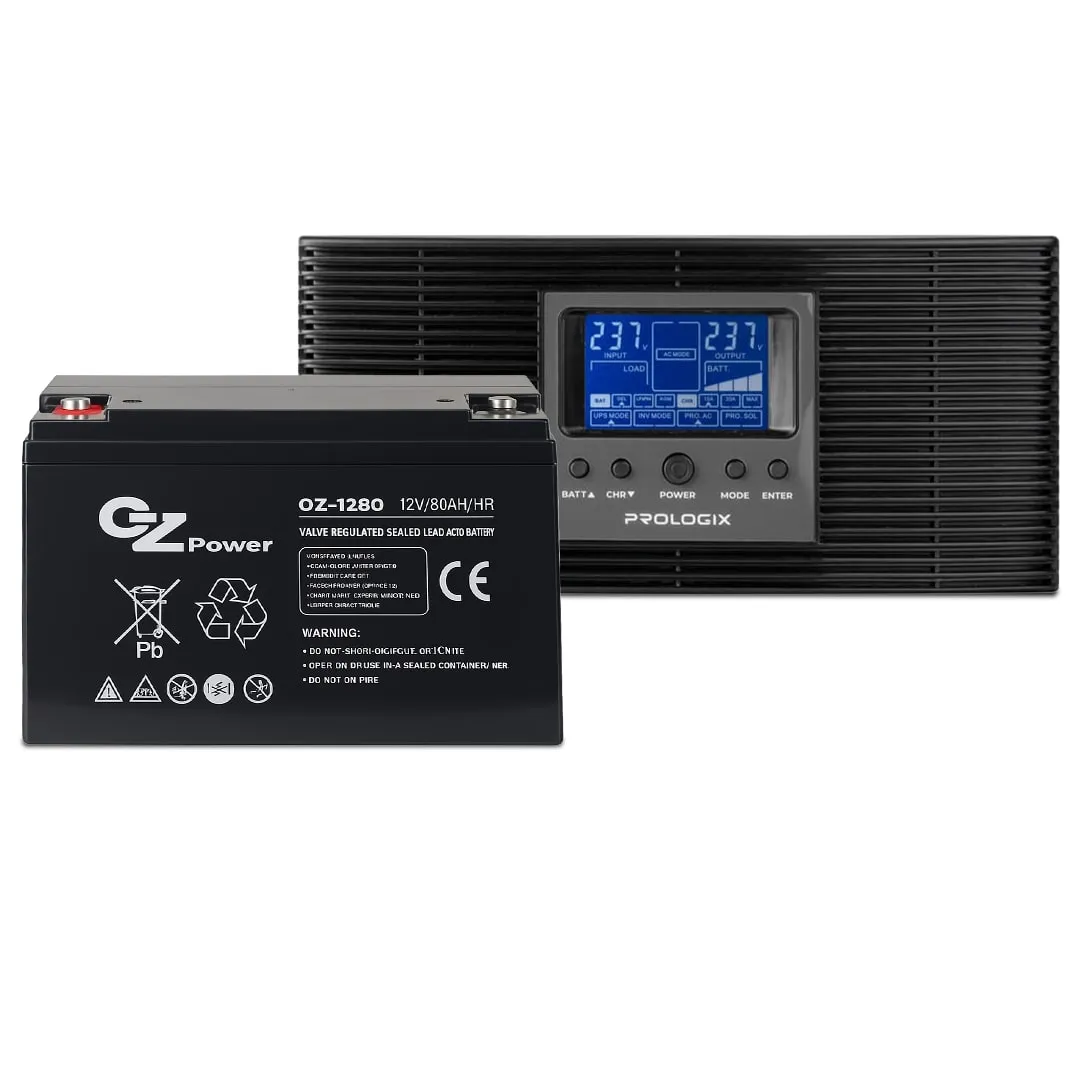 Комплект резервного живлення Prologix 800 (PLP800XL) + АКБ OZ12V080 12V 80AH, AGM - зображення 1