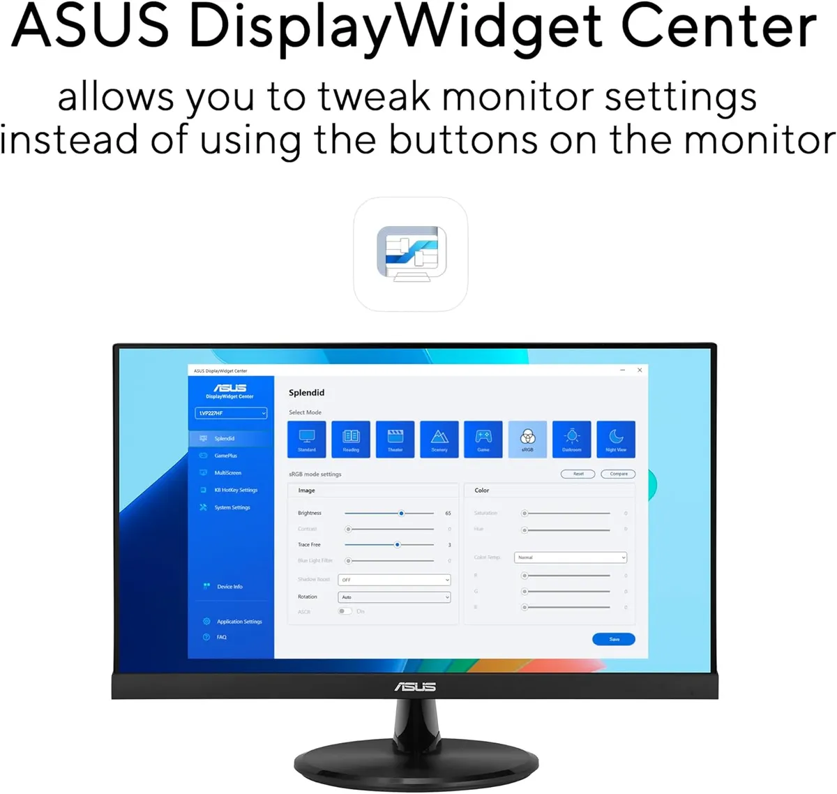 Монітор Asus 21.45" VP227HF (90LM0880-B01O71) VA Black 100Hz - мініатюра 7