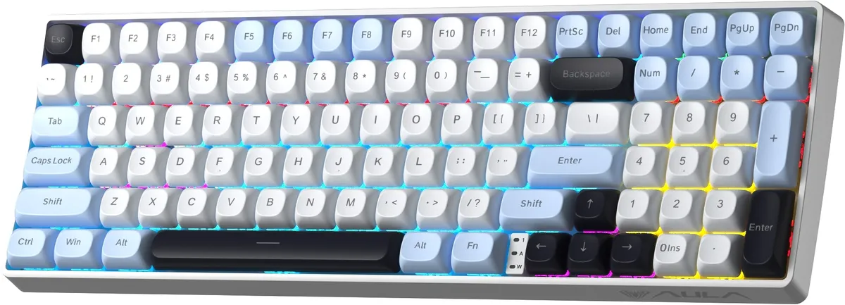 Клавіатура бездротова Aula S100pro Brown Switch White/Black (6948391205755) - мініатюра 2