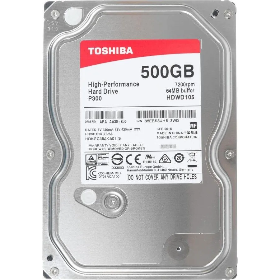 Накопичувач HDD SATA  500GB Toshiba P300 7200rpm 64MB (HDWD105UZSVA) - зображення 1