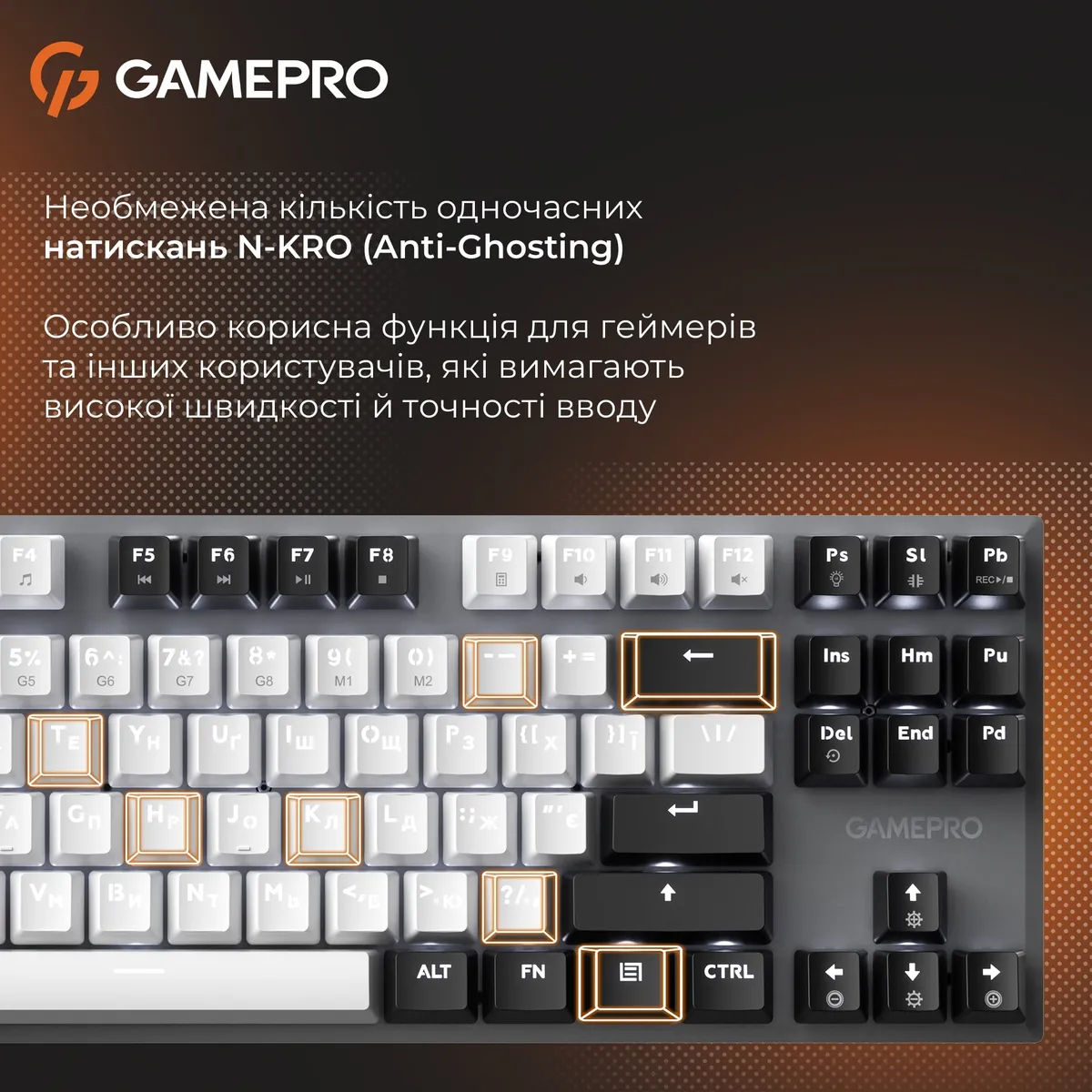 Клавіатура GamePro Genesis Joker MK124G Outemu Red Swithes USB Gray - мініатюра 16