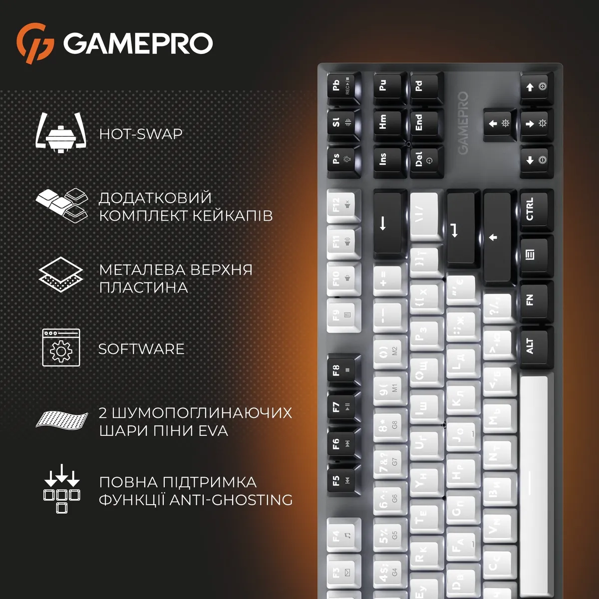 Клавіатура GamePro Genesis Joker MK124G Outemu Red Swithes USB Gray - мініатюра 19
