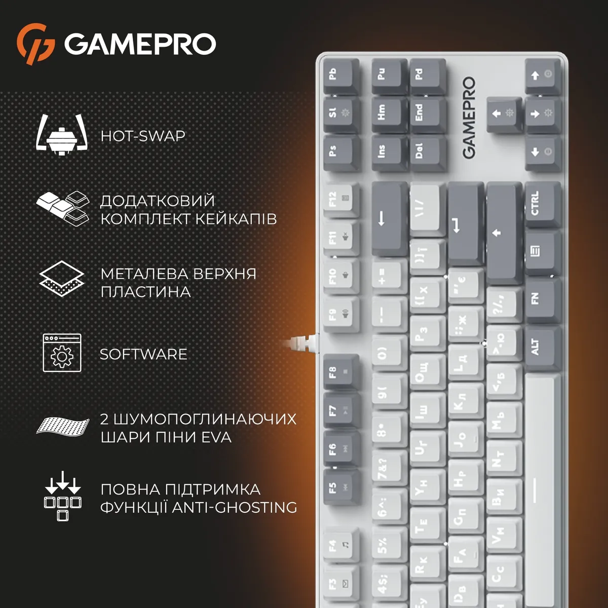 Клавіатура GamePro Genesis Metallic MK110W Outemu Red Swithes USB White - мініатюра 19