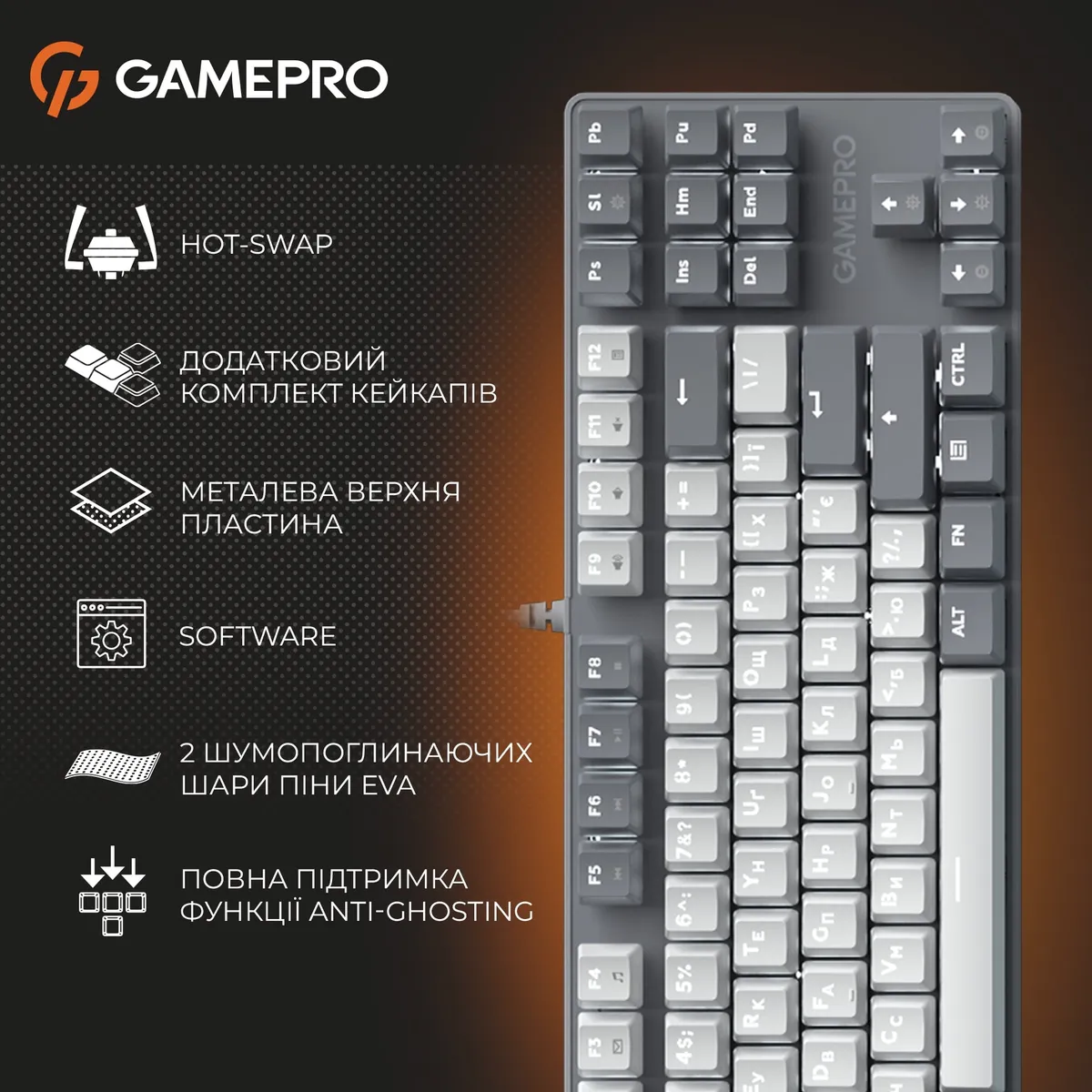 Клавіатура GamePro Genesis Metallic MK110G Outemu Red Swithes USB Gray - мініатюра 19