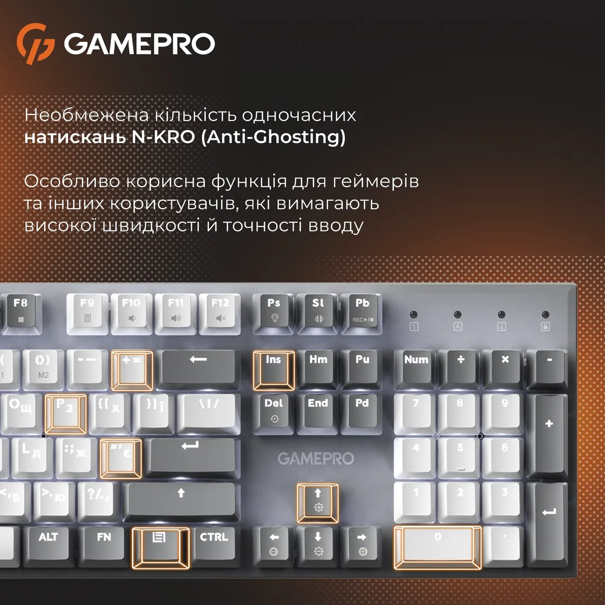 Клавіатура GamePro Genesis Metallic MK144G Outemu Red Swithes USB Gray - мініатюра 16