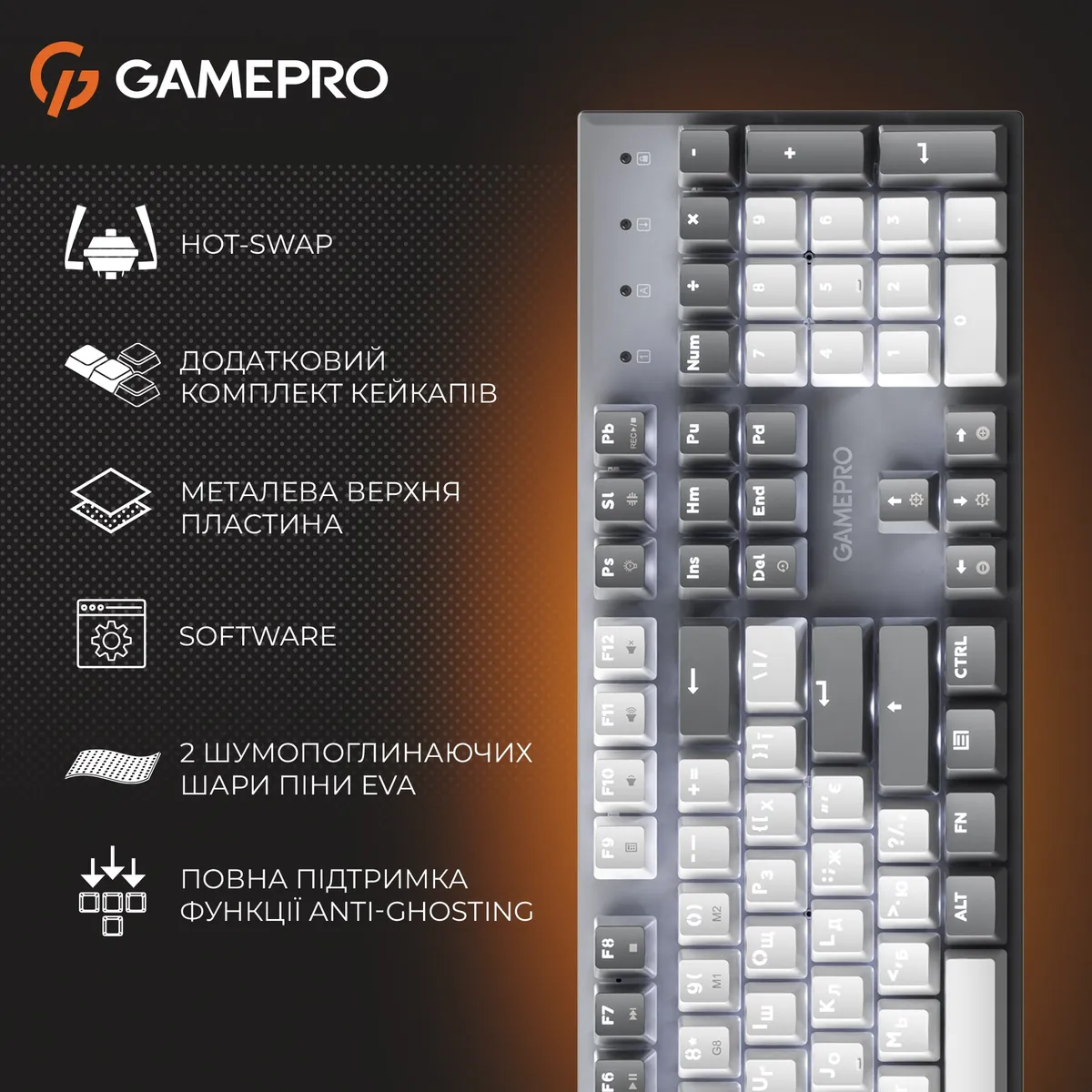 Клавіатура GamePro Genesis Metallic MK144G Outemu Red Swithes USB Gray - мініатюра 19