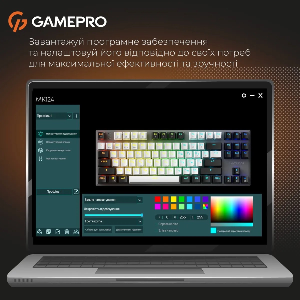 Клавіатура бездротова GamePro Genesis Joker Pro MK124G Pro Gray - мініатюра 13
