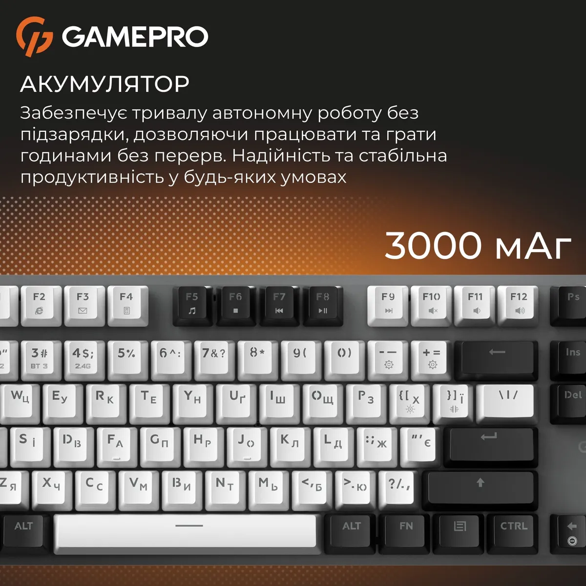 Клавіатура бездротова GamePro Genesis Joker Pro MK124G Pro Gray - мініатюра 15