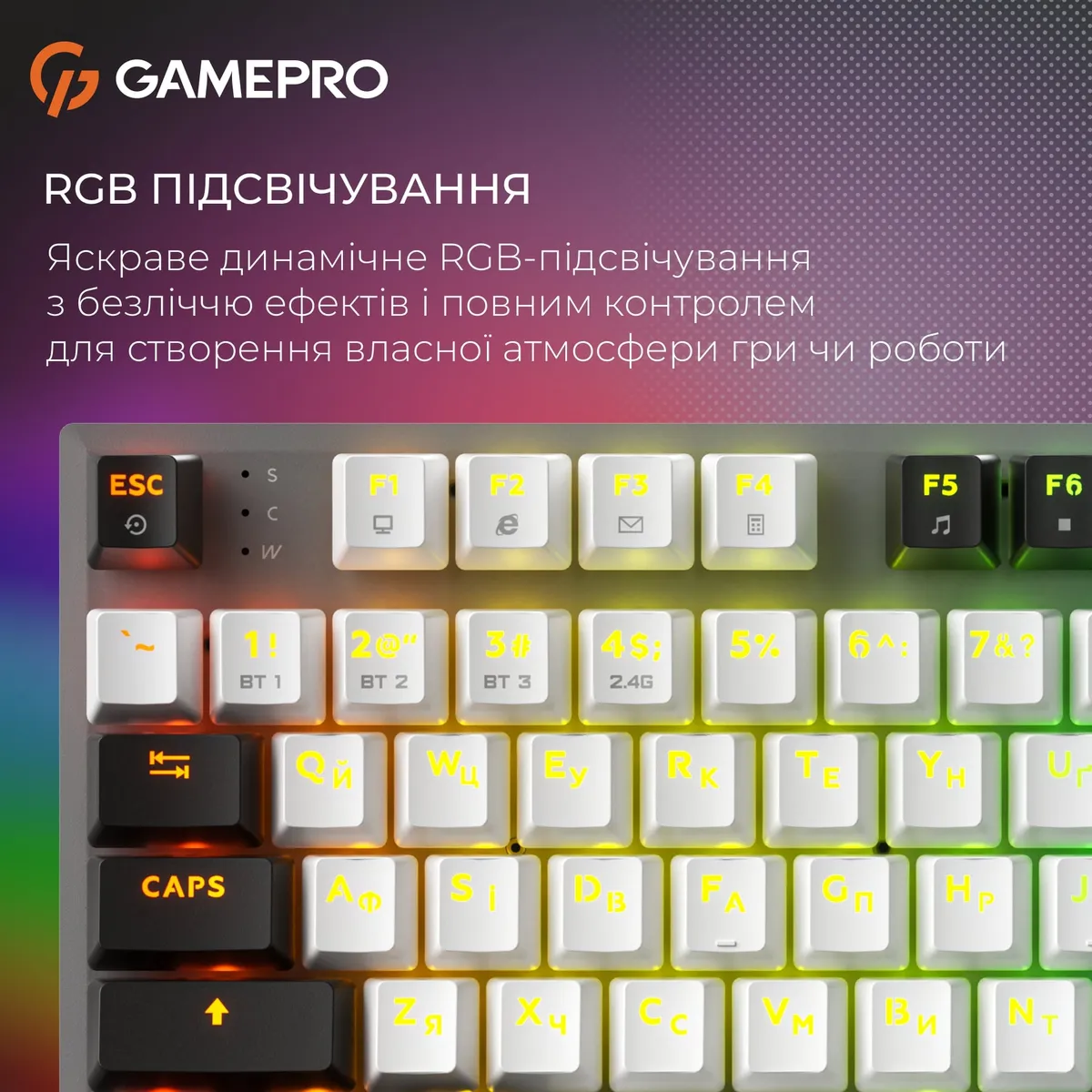 Клавіатура бездротова GamePro Genesis Joker Pro MK124G Pro Gray - мініатюра 18