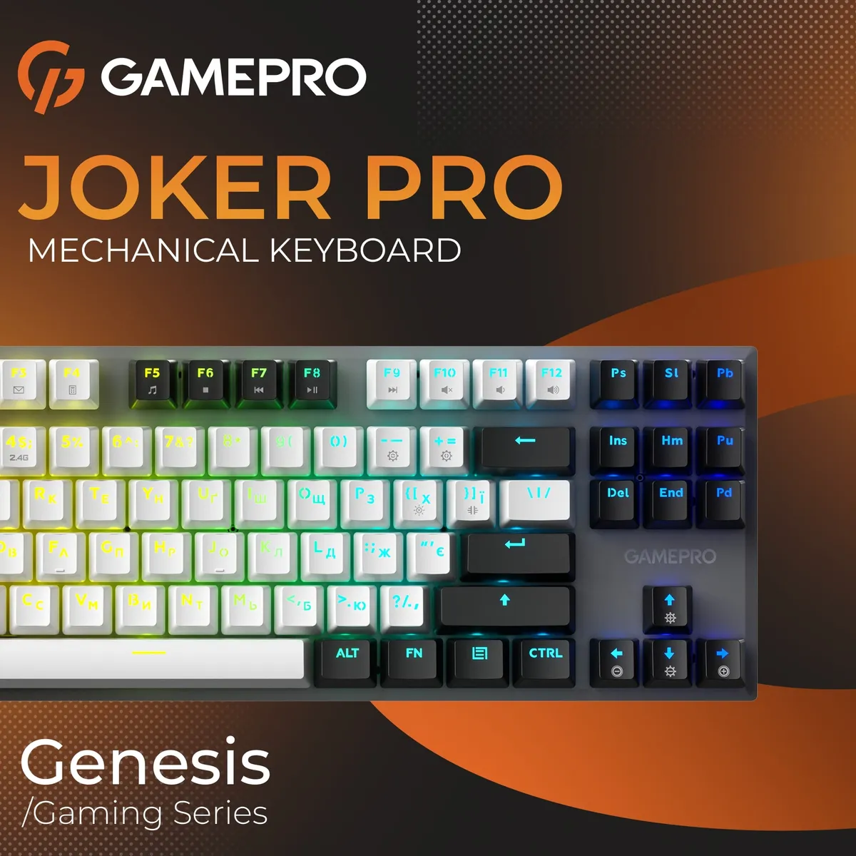 Клавіатура бездротова GamePro Genesis Joker Pro MK124G Pro Gray - мініатюра 6