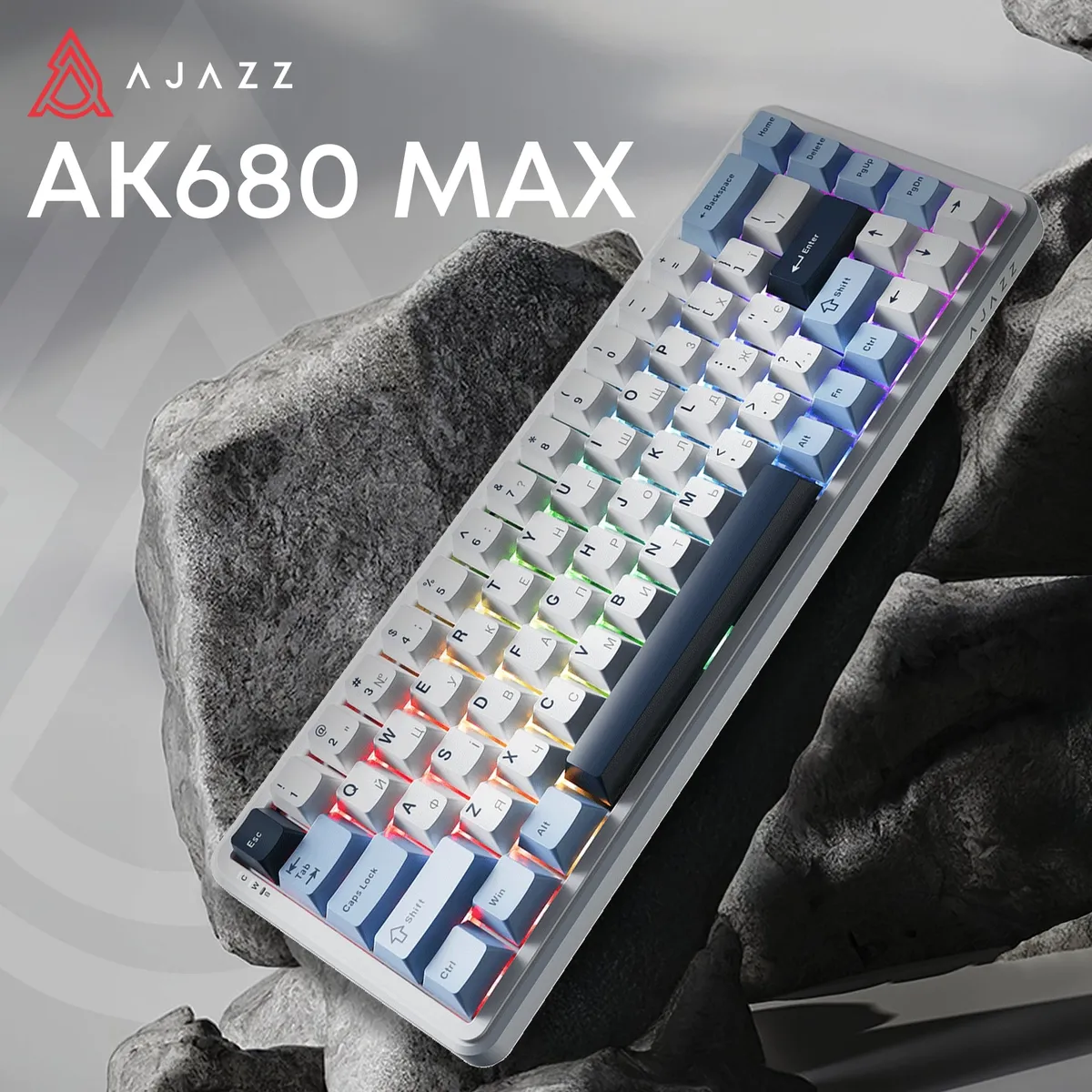 Клавіатура Ajazz AK680 MAX Magnetic Switch RGB USB White (AK680-M-BWD-AW) - мініатюра 3