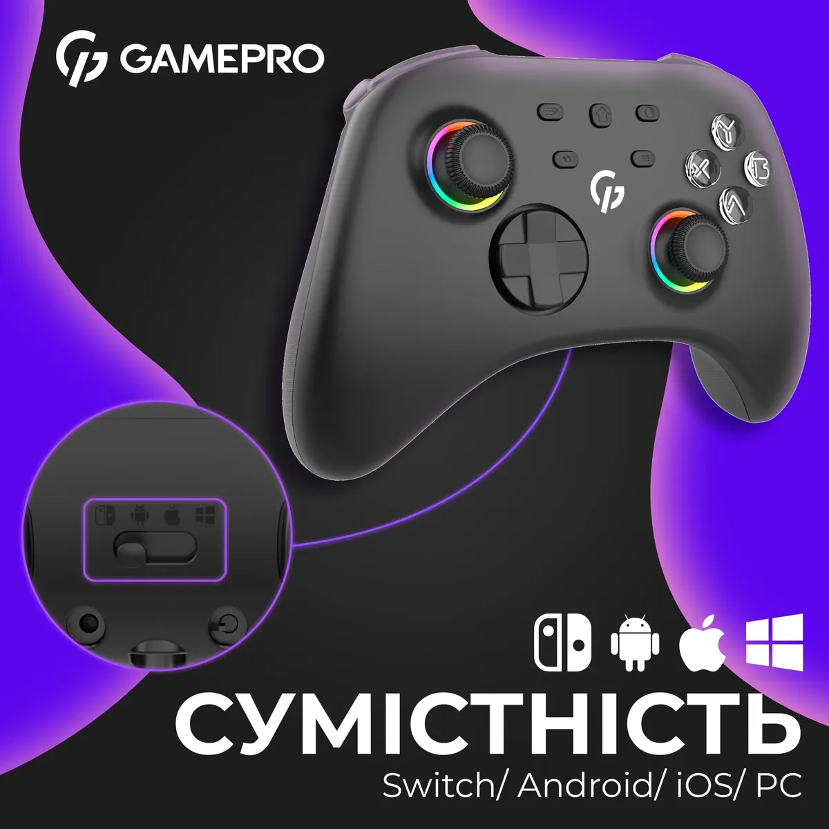 Геймпад GamePro із зарядною станцією GPX13BDOC Black - мініатюра 4