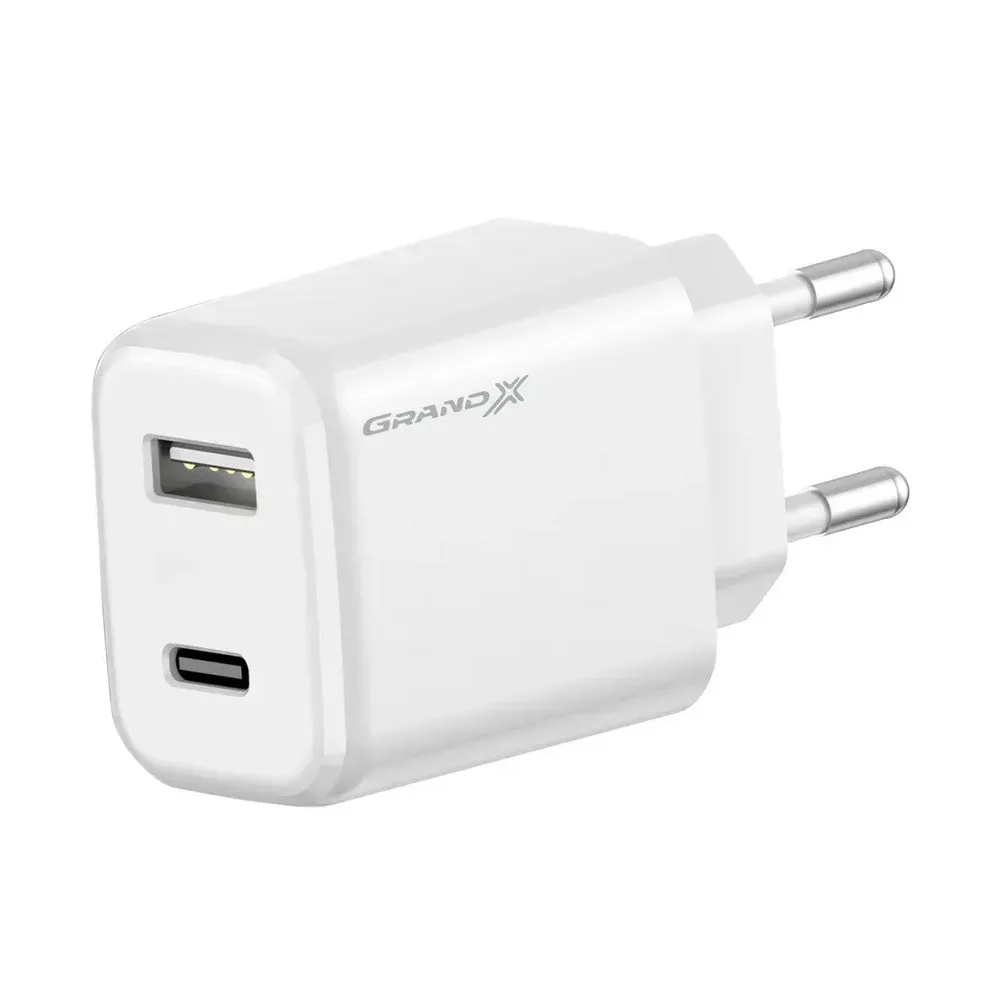 Мережевий зарядний пристрій Grand-X Fast Charge (1хUSB, 1хTypeC, 20W) White (CH-890) - мініатюра 3