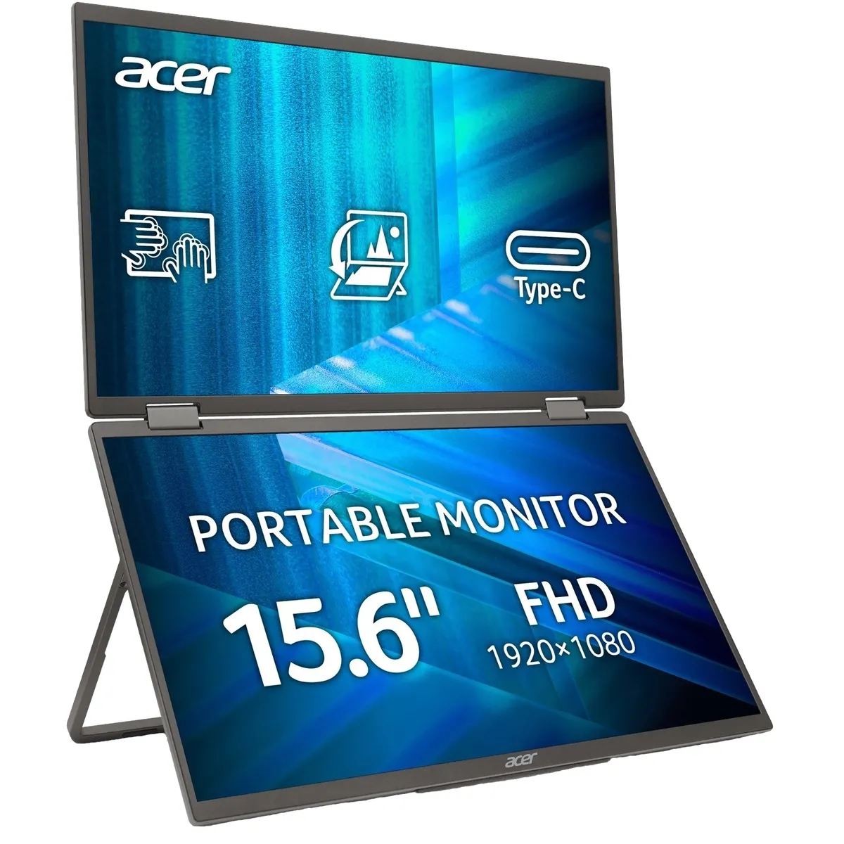 Монітор Acer 15.6" Dual Portable PD163QTbmiuux (UM.ZP3EE.011) IPS Black - зображення 1