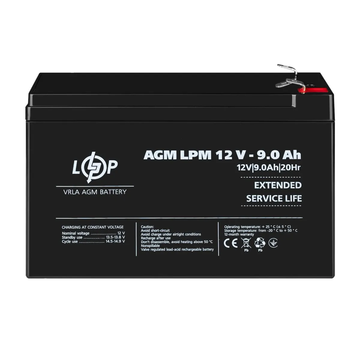 Акумуляторна батарея LogicPower 12V 9AH (LPM 12 - 9 AH) AGM - мініатюра 2