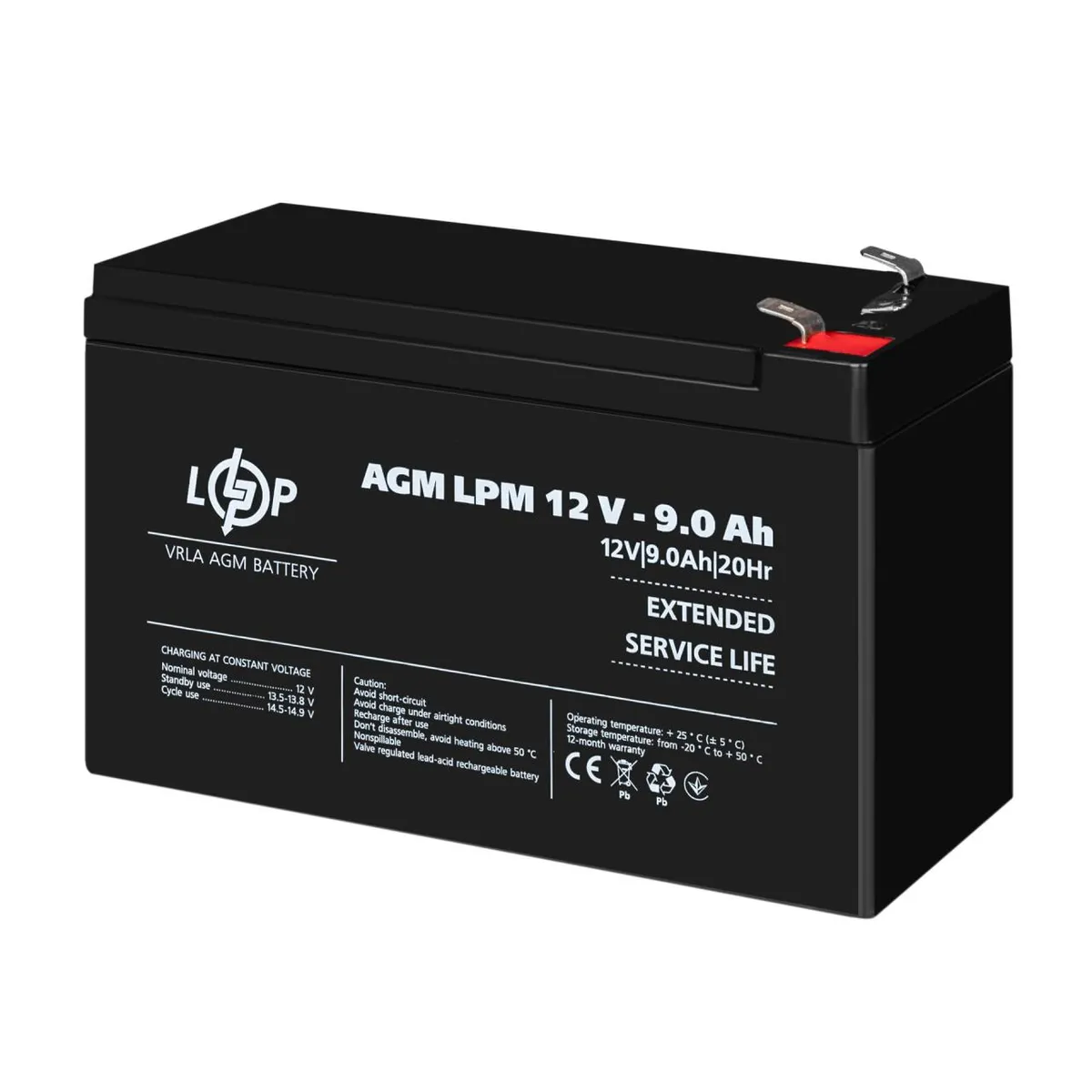 Акумуляторна батарея LogicPower 12V 9AH (LPM 12 - 9 AH) AGM - мініатюра 3