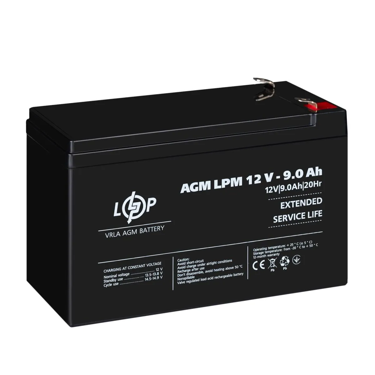 Акумуляторна батарея LogicPower 12V 9AH (LPM 12 - 9 AH) AGM - мініатюра 4