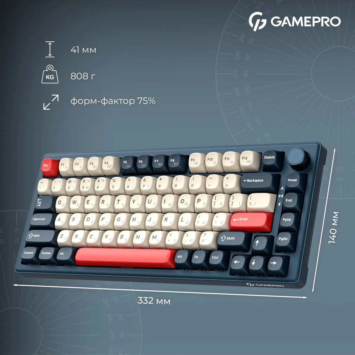 Клавіатура бездротова GamePro Asgard Yord Keychron Super Red Switch Blue (MK266BL) - мініатюра 19