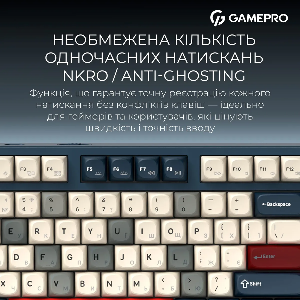 Клавіатура бездротова GamePro Asgard Ragnar Keychron Super Red Switch Blue (MK285BL) - мініатюра 16
