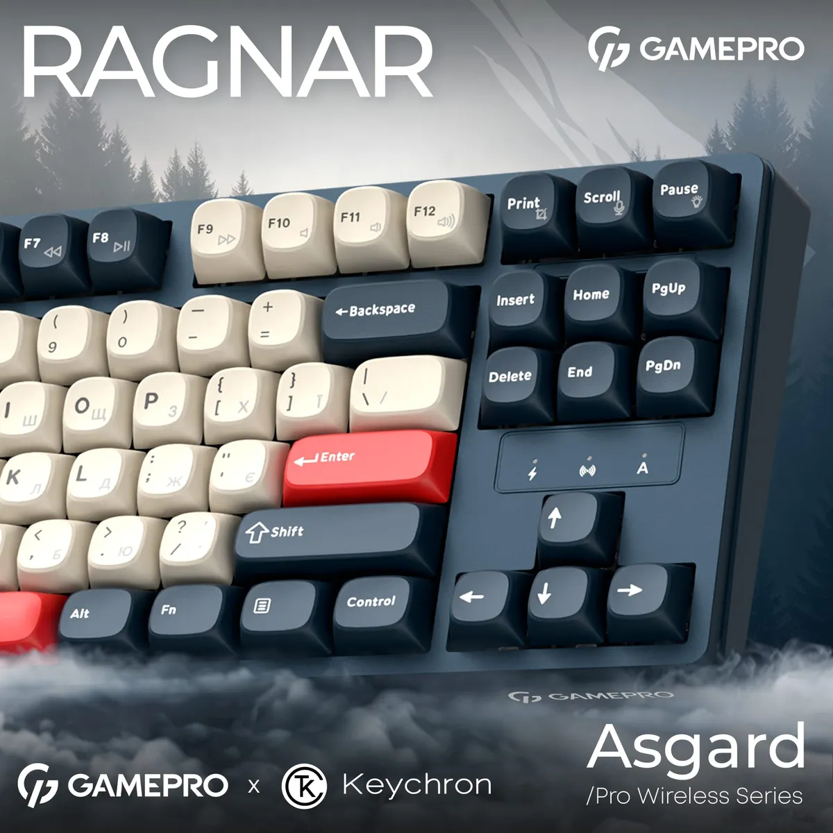 Клавіатура бездротова GamePro Asgard Ragnar Keychron Super Red Switch Blue (MK285BL) - мініатюра 5