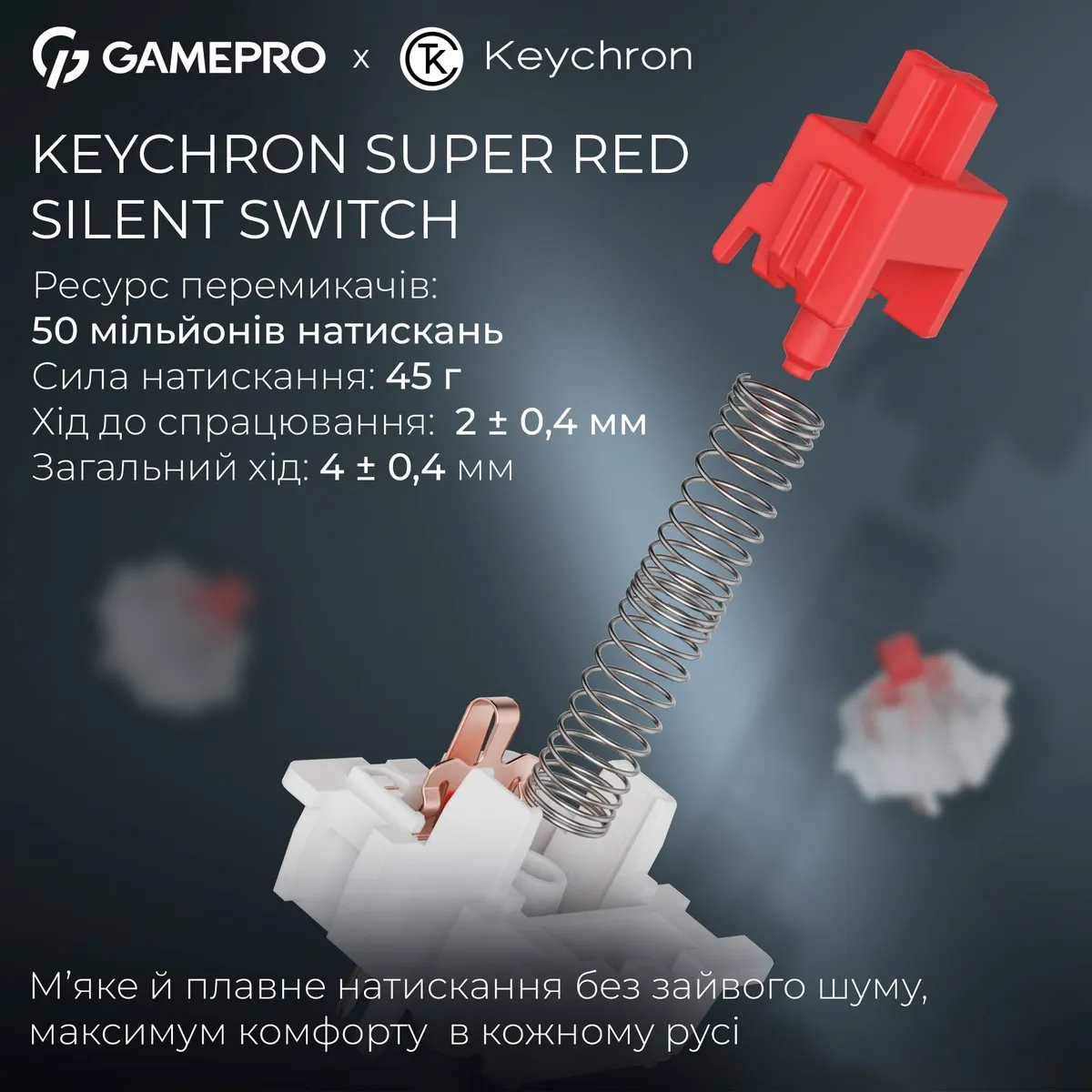 Клавіатура бездротова GamePro Asgard Ragnar Keychron Super Red Switch Blue (MK285BL) - мініатюра 8